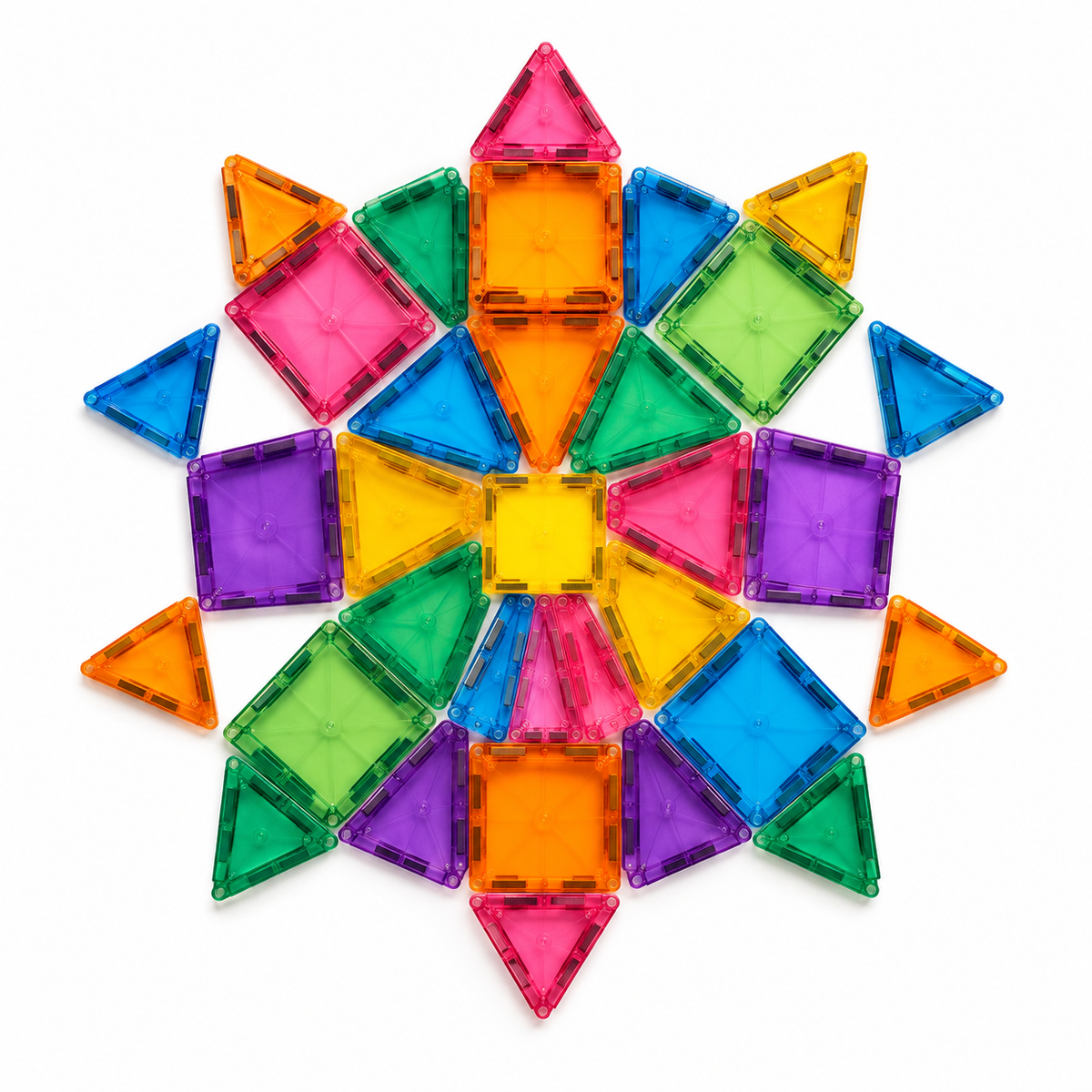 Mandala geométrica feita com peças magnéticas